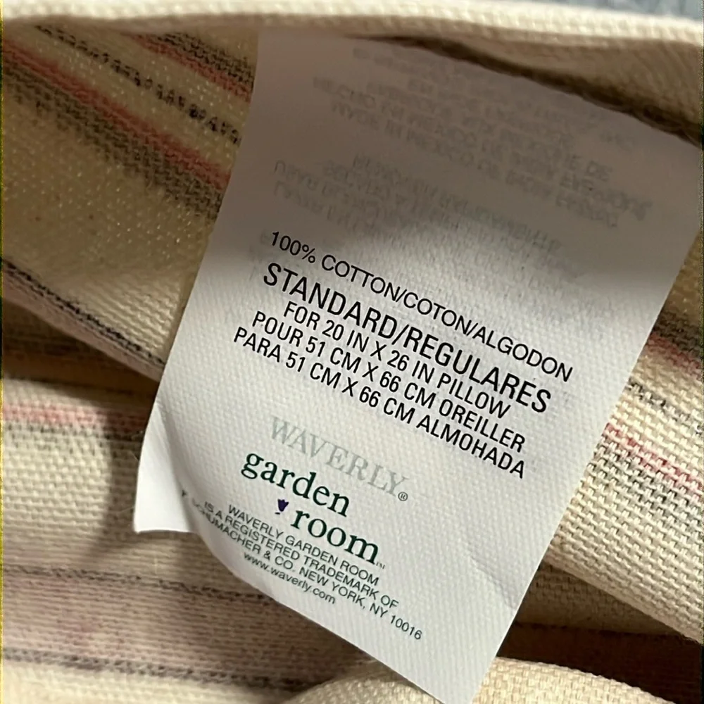 Waverly Garden Room Sham Pillow Case Set 20X26 Standard Accent Stripes